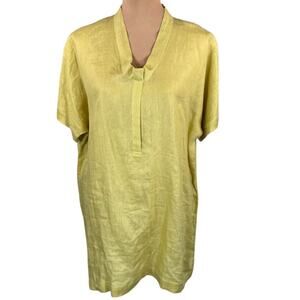 NWT Amelline Dolman Linen Top Yellow XL Lightweight Lagenlook Artistic Layering